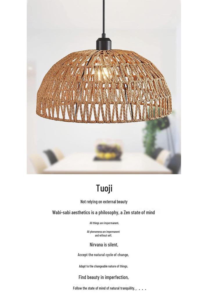 Rustic Rattan Hemp Rope Pendant Light for Bedroom, Balcony, Retro B&B, or Bar Counter.