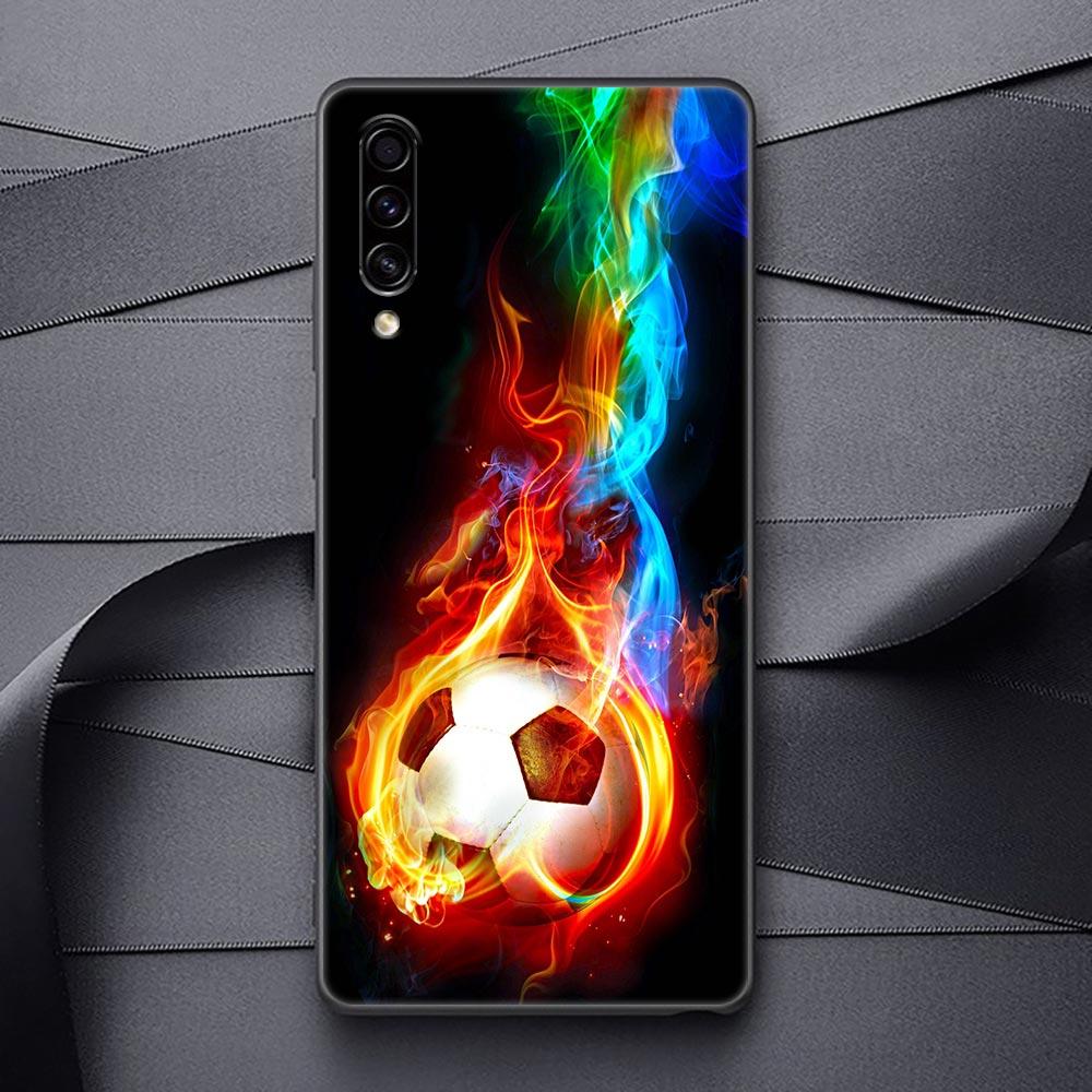 Football Silicone Case For Samsung Galaxy A57 A56 A55 A36 A35 A37 A26 A17 A07 A50 A50s A70 A80 A7 A9 2018 Cover Fire Soccer Ball