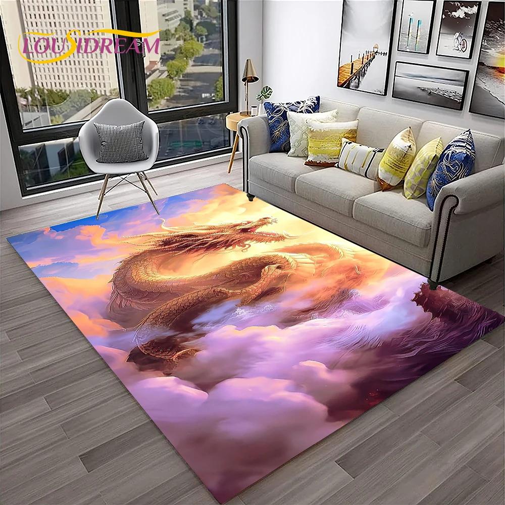 3D Chiński Smok Mit Sztuka Kreskówka Dywanik Dywan do Domu Salon Sypialnia Sofa Wycieraczka Dekor, Dywanik do Zabawy dla Dzieci Antypoślizgowa Mata Podłogowa