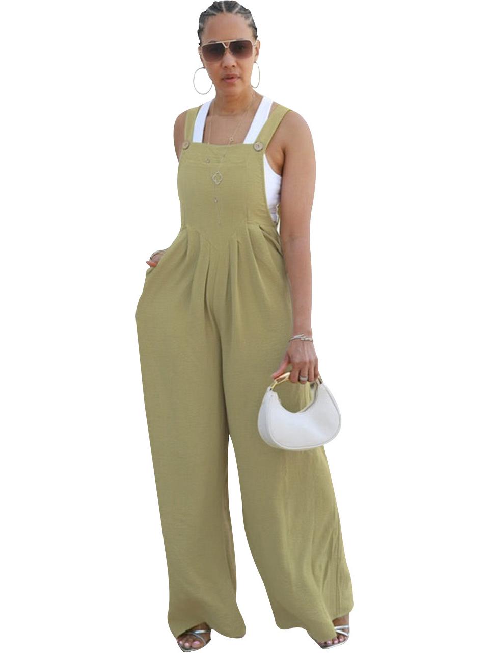 

M3154 Женский однотонный комбинезон - Популярный европейский и американский стиль Medium зелёный