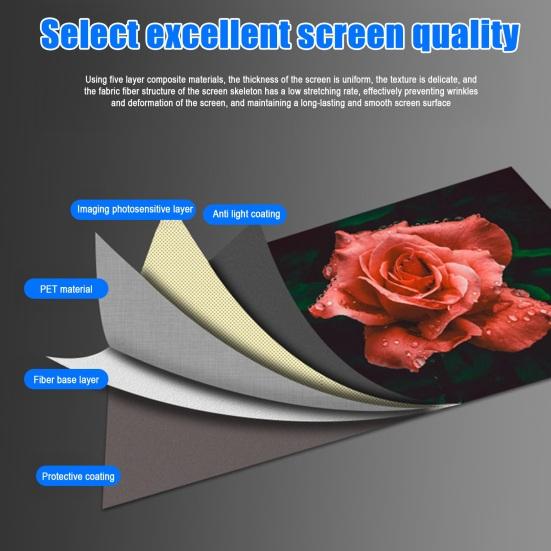 Yousheng 60/84/100/120-Inch Lightproof Foldable Portable Movie Screen 16:9 Daytime Viewing Anti-Light Projector Screen for Home Theater Indoor