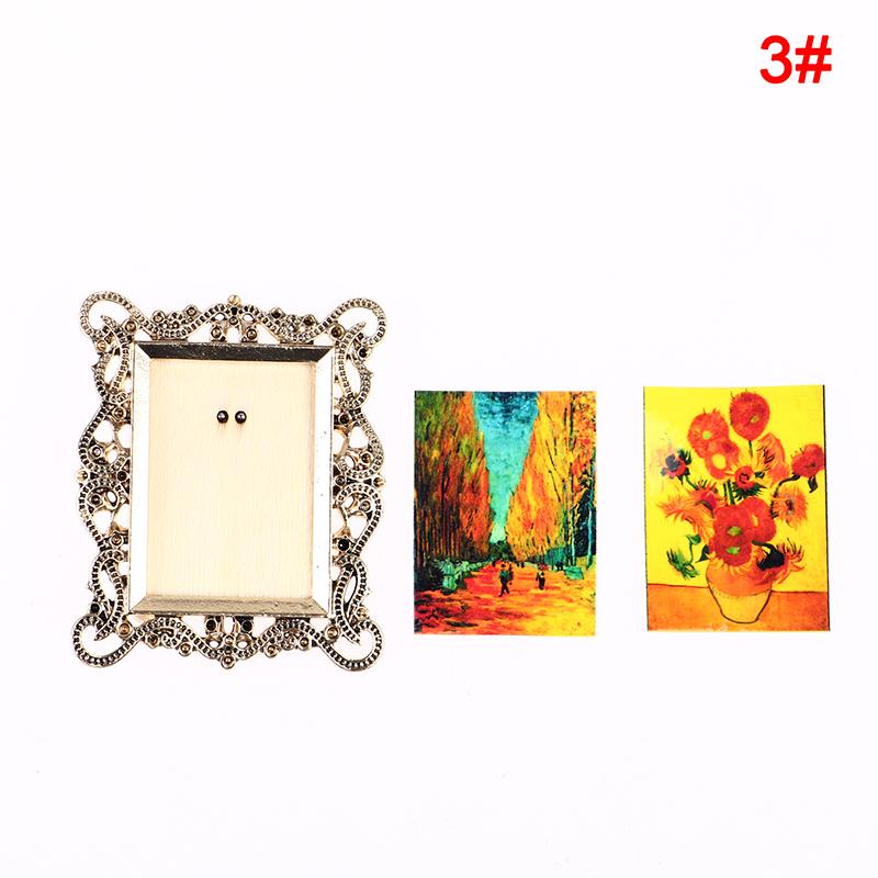 Dollhouse Miniatures 1/12 European Vintage Picture Frame Hanging Famous Painting Mural Wall Picture Photo Frame Simulation Model