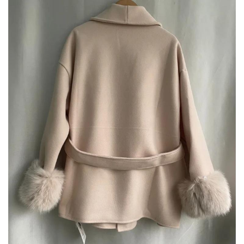 Manteaux de mode pour femmes Patchwork Furry manches longues Bandage Outwear coréen Y2k vêtements tempérament coréen vestes de couleur unie