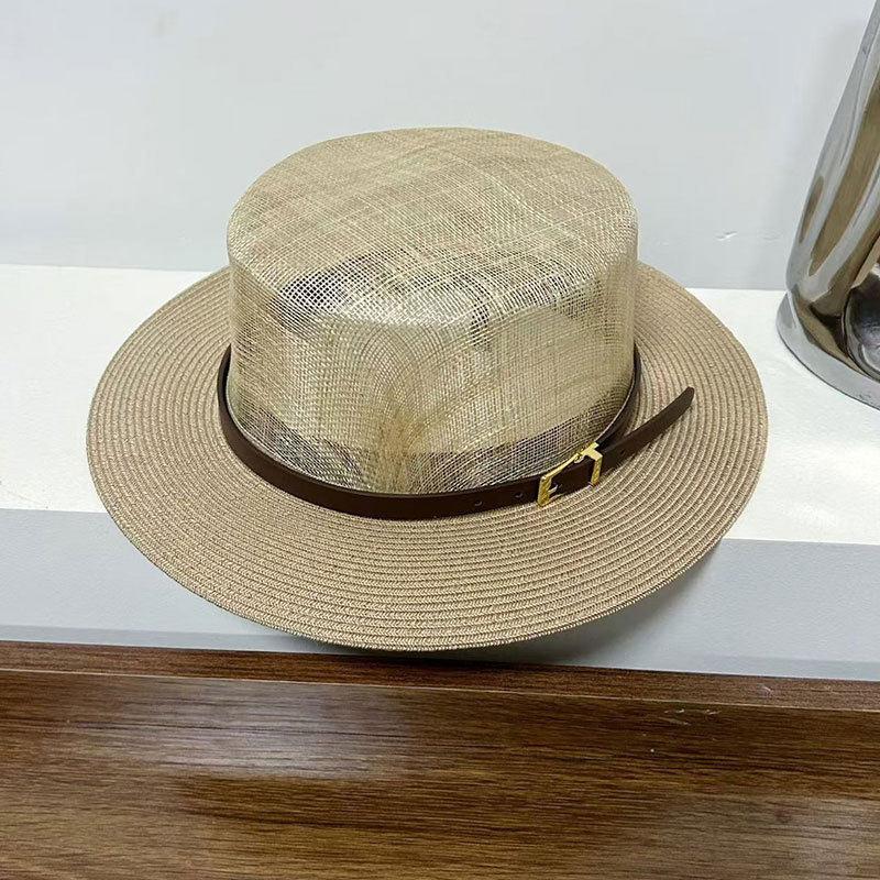 Quality French flat top straw hat new women's spring summer seaside beach vacation sunshade sunscreen top hat