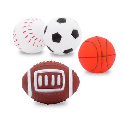 Ding Dong Pet Pet Play Ball Squeak Toy Set of 4 Small Size, Mixed Colors, 1 Set