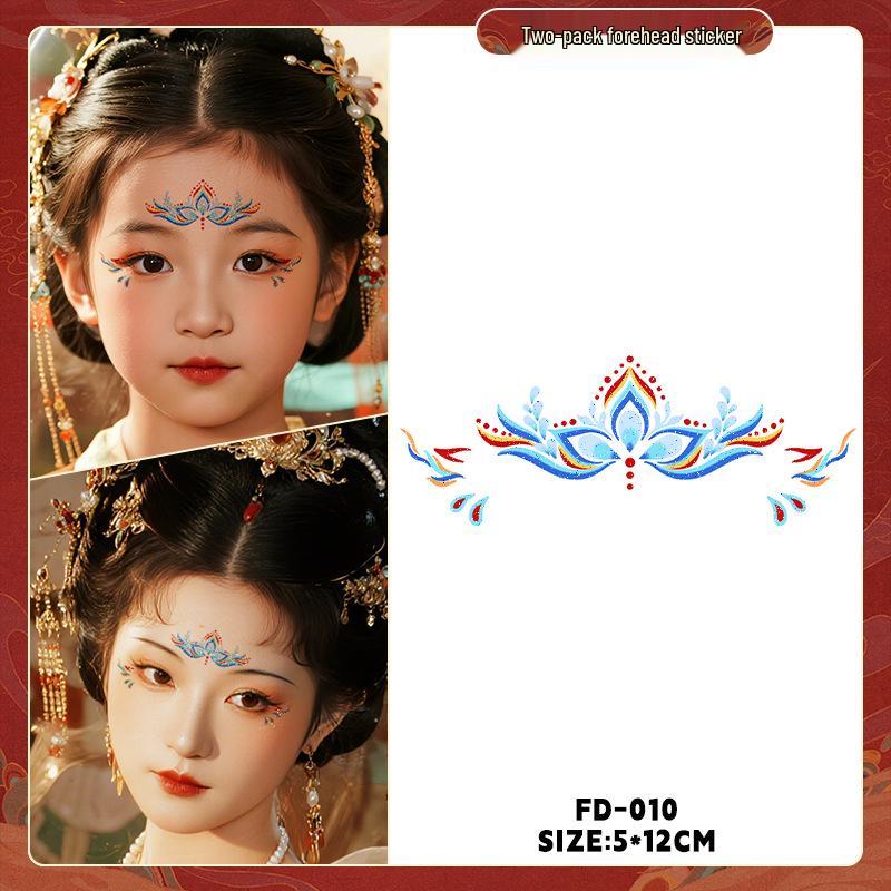 Dunhuang Glitter Face Stickers: Ancient Style Forehead & Eye Tattoos for Hanfu and Stage Performance