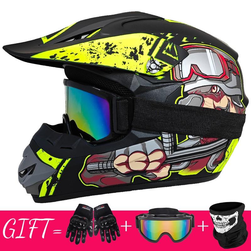 Full Face Mountain Bike Helmet With Goggles Gloves Mask Downhill MTB Trail Riding