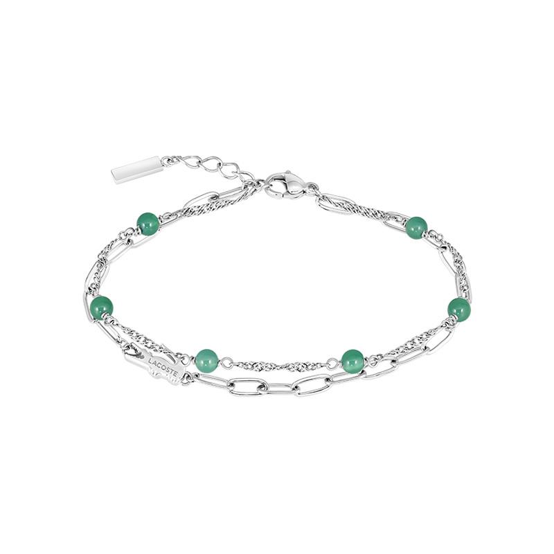 Lacoste Fashion Modern Trend Stainless Steel Bracelet Women bracelet 2040457 F,Steel & Green