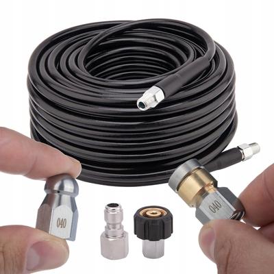 HydroClean DuoJet 15M - Schlauch 1/4" 155bar zur Rohrreinigung mit Standard- und Rotationsdüse sowie 2 Anschlüssen M22 + 1/4" NPT | 529bar max | 60°C