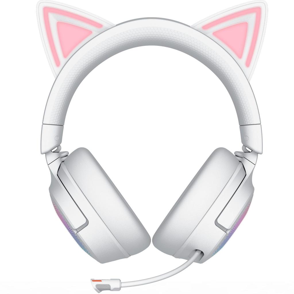 Razer Kraken Kitty V3 Pro White Edition Wireless Gaming Headset with Cat Ears for Streaming and HyperSpeed Wireless USB Retractable HyperClear