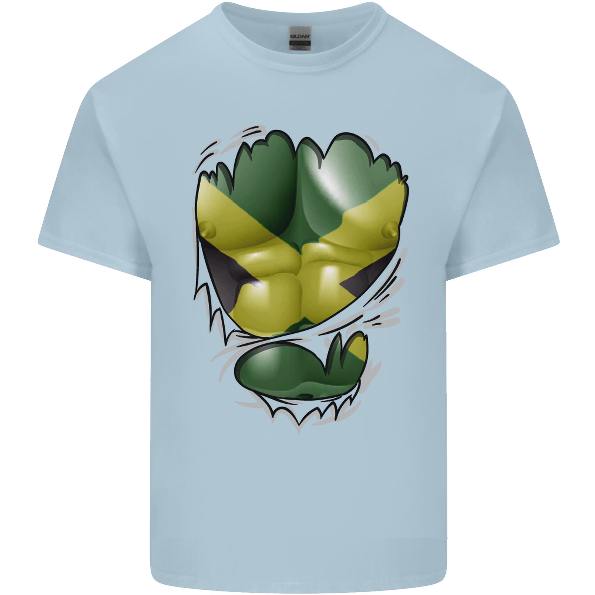 The Jamaican Flag Ripped Muscles Jamaica Unisexs Light Cotton TShirt S