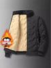 Men's Windproof Lambskin Cotton Winter Coat with Velvet, Thick, Loose Fit, Stand Collar, Large Size.