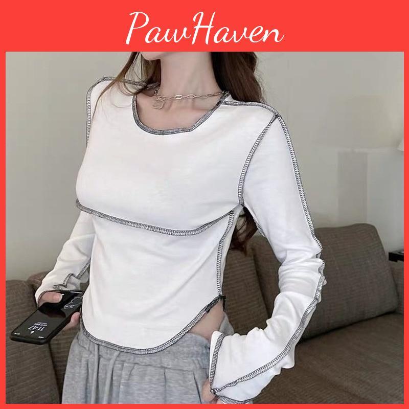 Long Sleeve Women Oneck Tshirts Skinny Allmatch Design Tops Female Tees Clothes Cozy Classic Spring Daily Basic Popular Teens
