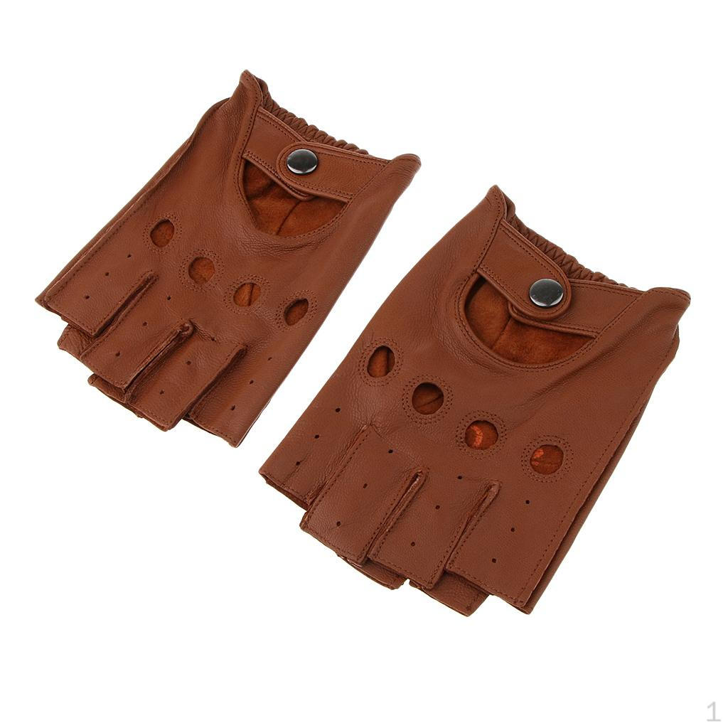 Faux Leather Mens Womens Biker Fingerless Cycle Gloves