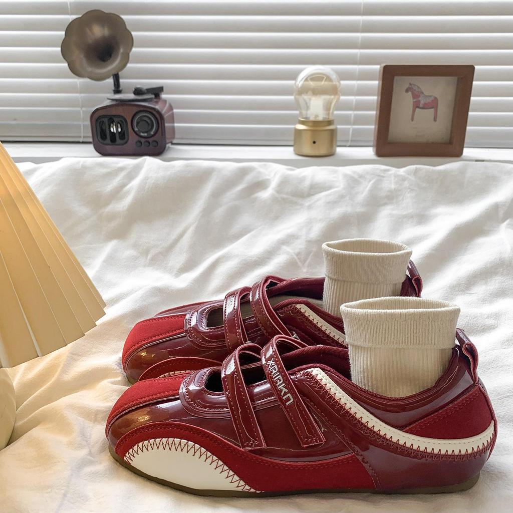 Women's Autumn Lightweight Velcro Mary Jane Sneakers - Thin-soled, Casual Sports, with Inner Height Increase.