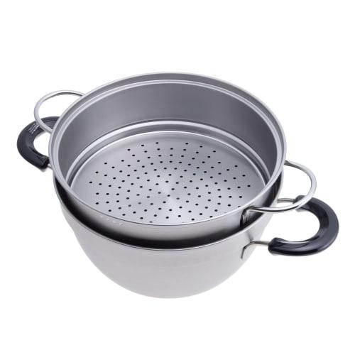 Wahei Freiz Tsubame-Sanjo Overflow-Resistant Two-Tier Steamer, 23cm, with Lid, Stainless Steel, Induction and Gas Compatible, Enzo (EM-010)