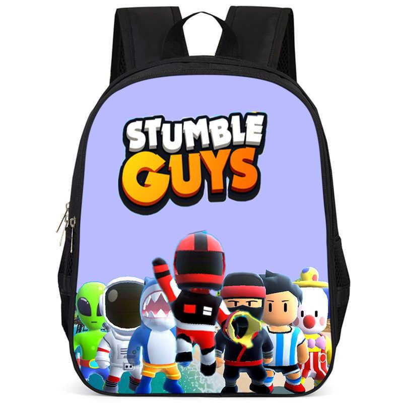 Stylish Stumble Guys Game Print Backpack Durable Oxford Cloth School Bag For Kids