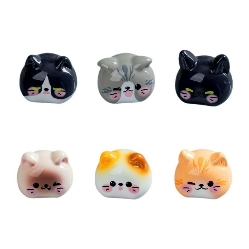 6pcs Cartoon Mini Resin Cat Statue Home Fairy Garden Decor DIY Crafts Animal Micro Landscape Decoration Accessories Ornaments
