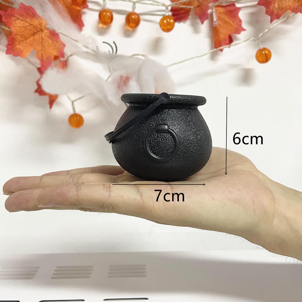 Halloween Candy Bowl Decorations  Black Plastic Cauldron Bowls with Iron Rack, Halloween Party Decorations Candy Bucket