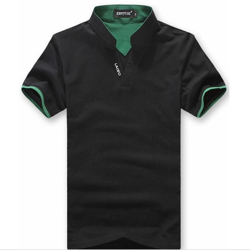 Fashion V Mens Neck Short Sleeve T Shirts Polo Shirt Mens Clothing Tops