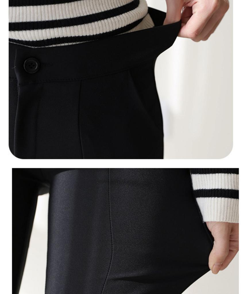 Ppaeppae Hidden Elastic Waist Spandex Slit Black Slacks