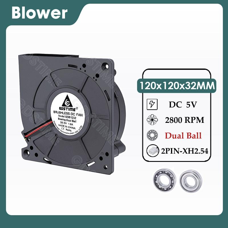 Gdstime 120MM Fan 24V DC Brushless Centrifugal Turbo Blower 120MM*32MM Dual Ball Cooler for BBQ Grill,Industrial Cooling