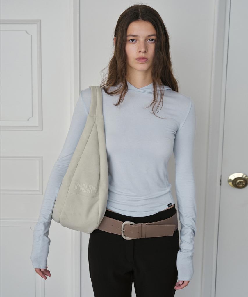 Symmetricpercent Faux Suede Hobo Bag / Ash Beige