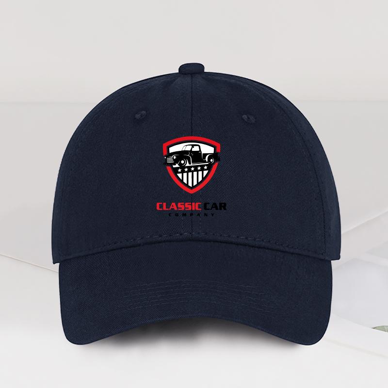 Retro Car Emblem Printed SoftTop Baseball Cap Soft Comfortable Lightweight Breathable Adjustable Vintage Rugged Automotive