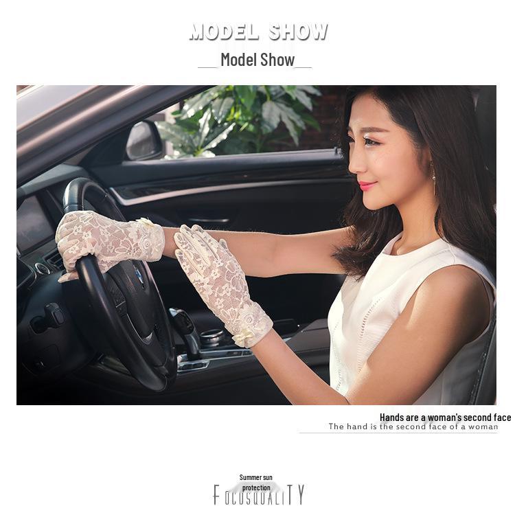 Dámské letní jezdecké krajkové sluneční rukavice - Protiskluzový design s dotykovou obrazovkou