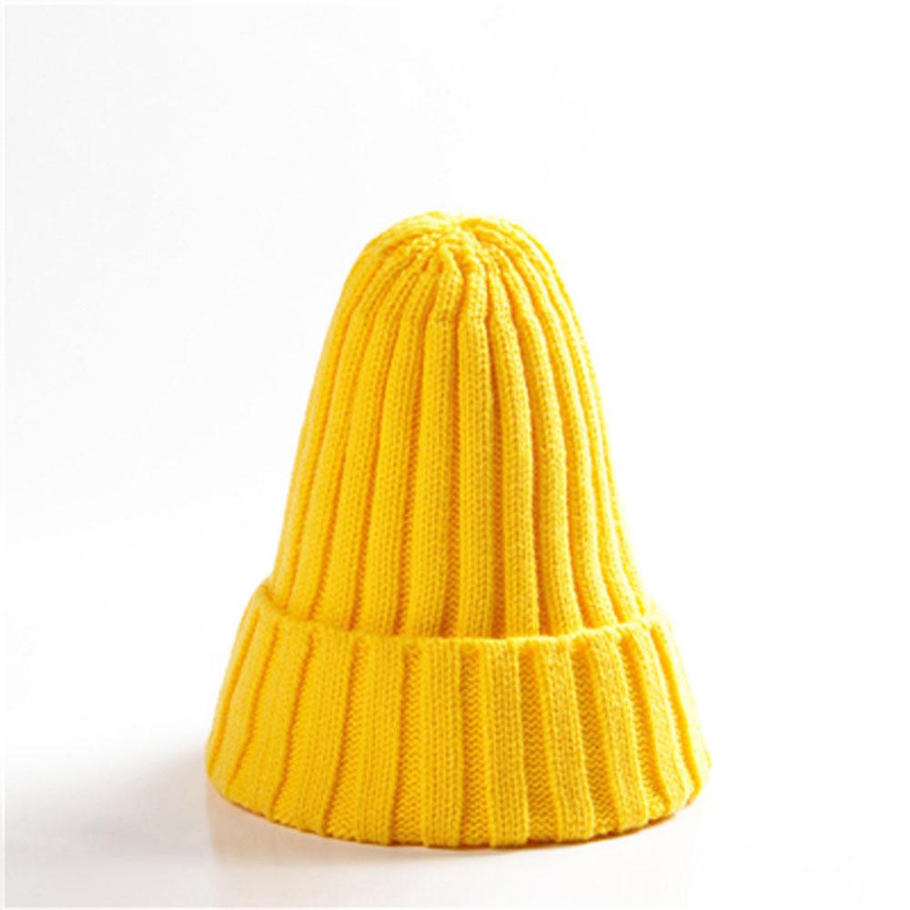 Trendy Autumn Winter Solid Edge Curl Woolen Knitted Skullies Beanies Unisex Ear Protection Warm Fitting Hood Hat