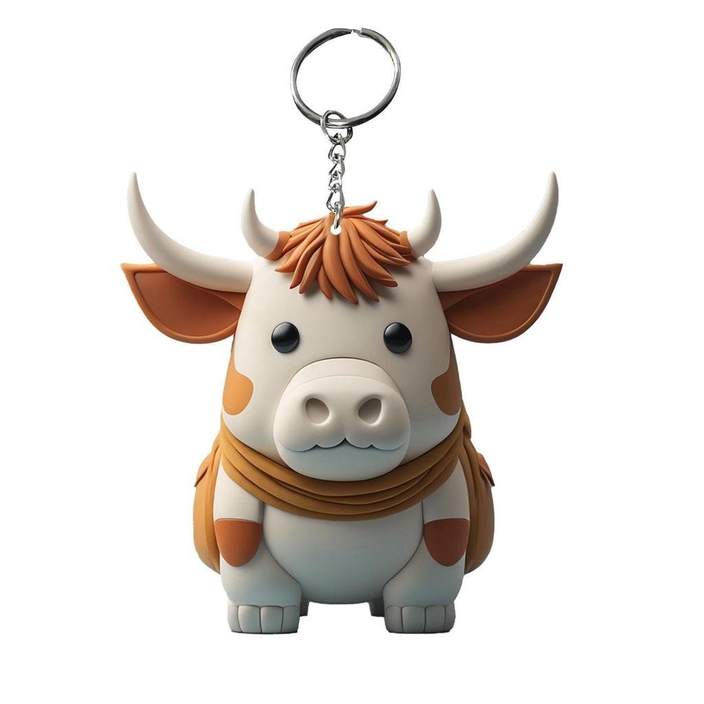 Cow Keychain Cartoon Acrylic Car Keyring Bull Backpacks Pendant Gifts Novelty