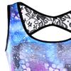 Women Summer Delicate Sleeveless Cut Out Octopus Print Mini Dress With Lace Stitching
