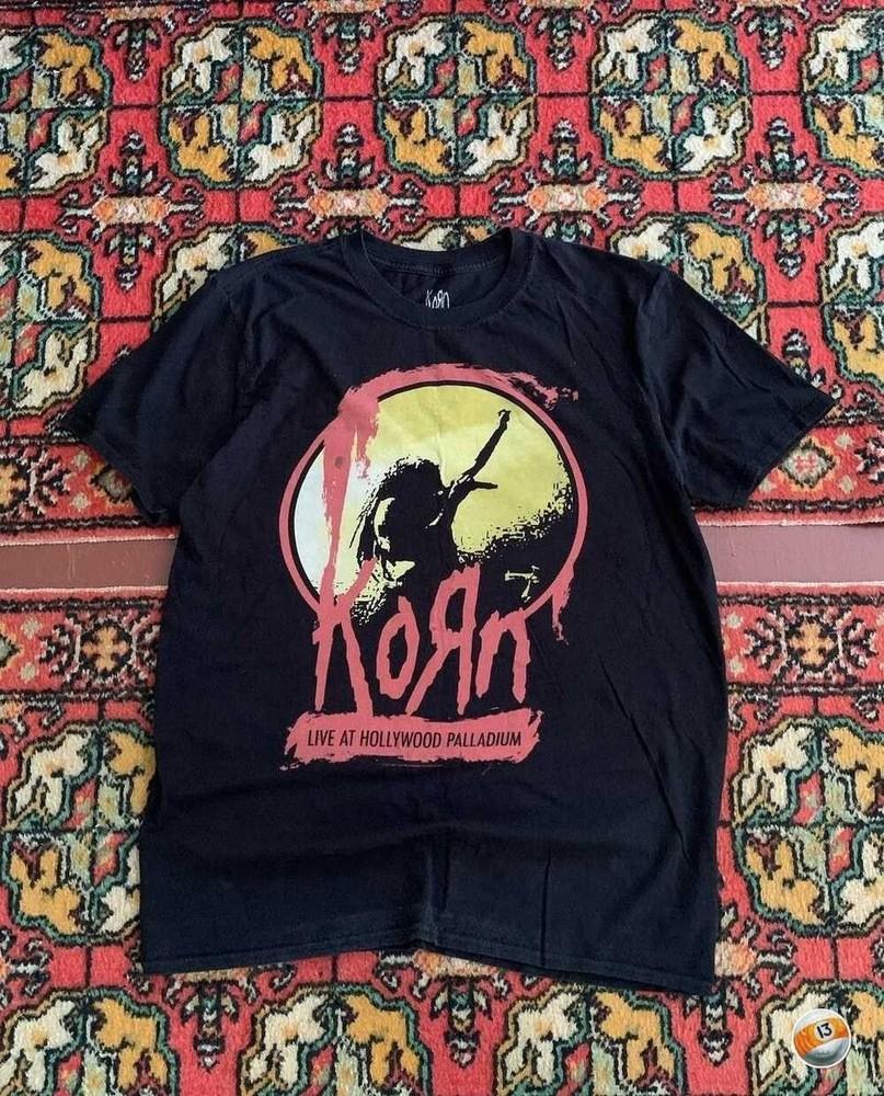 Винтажная футболка Korn Live at Hollywood Palladium Хлопок Унисекс Размер S-4XL VN2245 Унисекс Футболка XXXXL