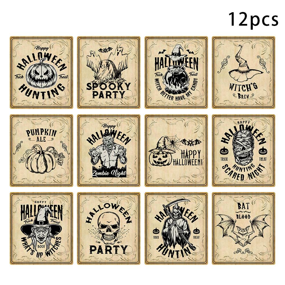 Halloween Bottle Vintage Labels With Pumpkin Face Stickers Party Venue Decor