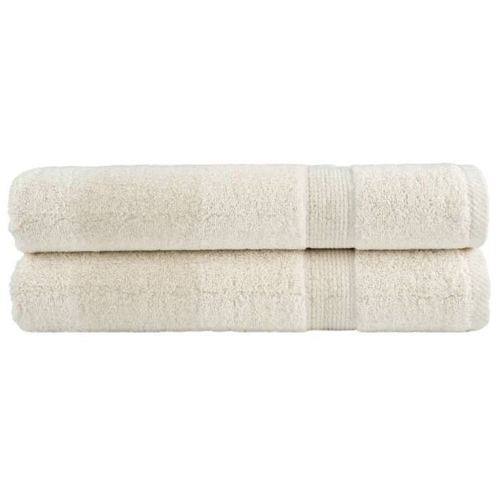 VidaXL Premium Quality Towels 2 Pcs, Shower Towels, Bath Sheets, Guest Towels for Toilet, Cream 137485