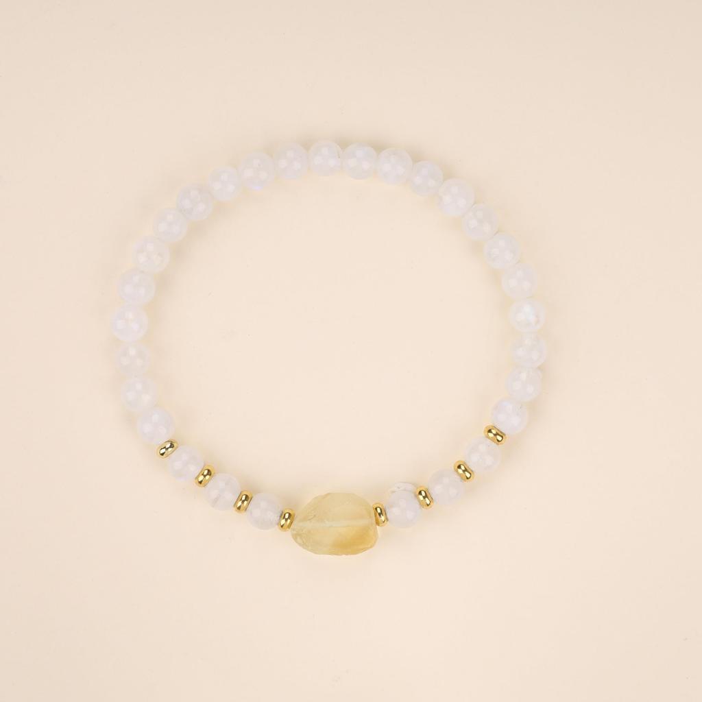 Moonstone and Citrine Purifying Amulet Power Stone Bracelet for Women [Koai]