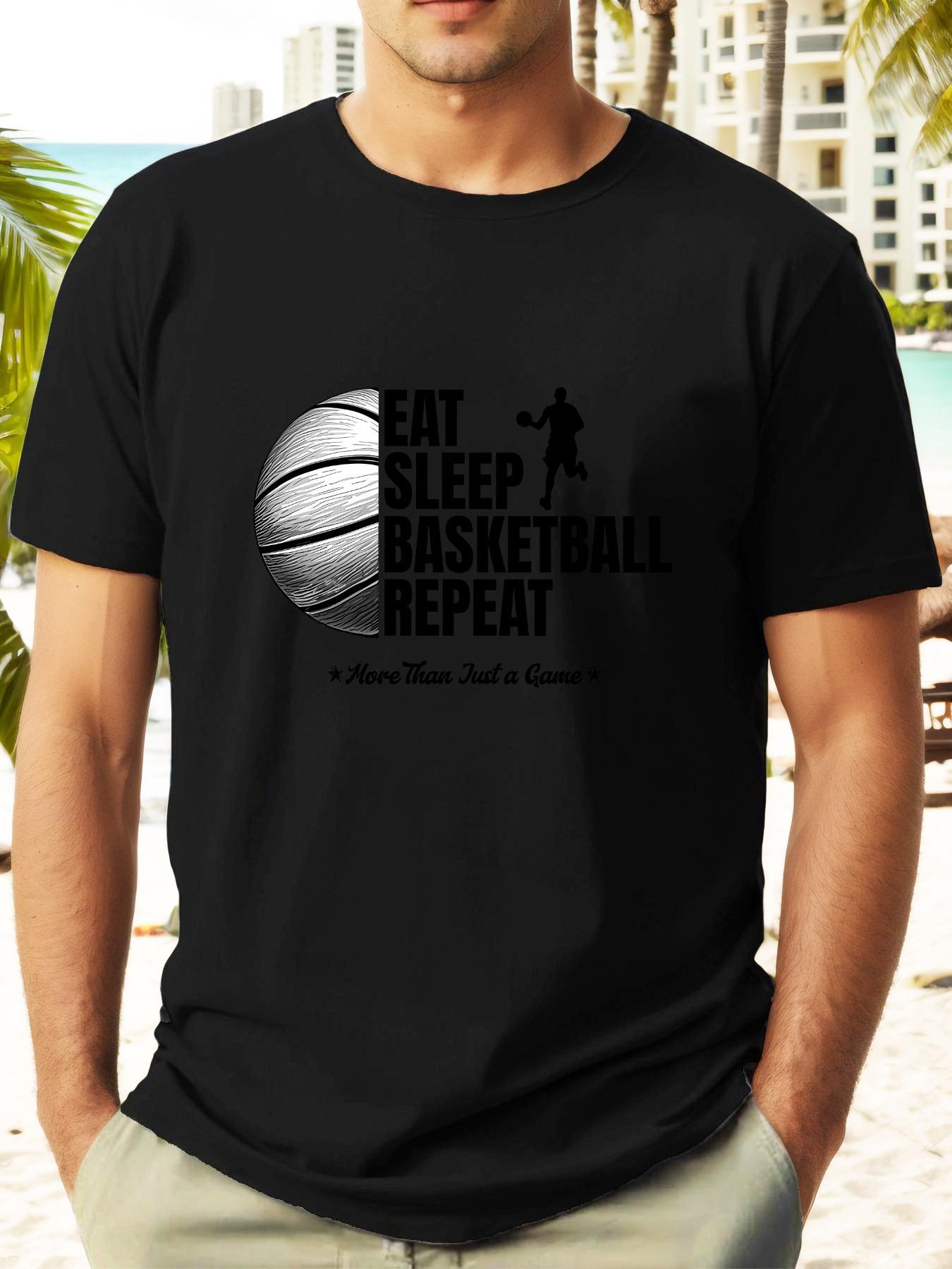 Maroon Basketball Graphic T-shirt - EAT SLEEP BASKETBALL Repeat Print XXXXL
