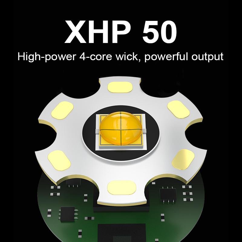 Süper 2500 Lümen El Feneri Hafif Şarj Edilebilir El Feneri Su Geçirmez Dağcılık Kamp Feneri