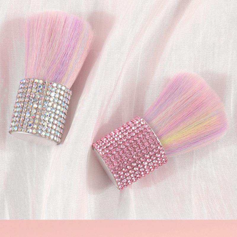 Nail Art Rainbow Bristles Dust Brush, Color Brush Nail Art Tools Short Handle Cleaning Brush белый