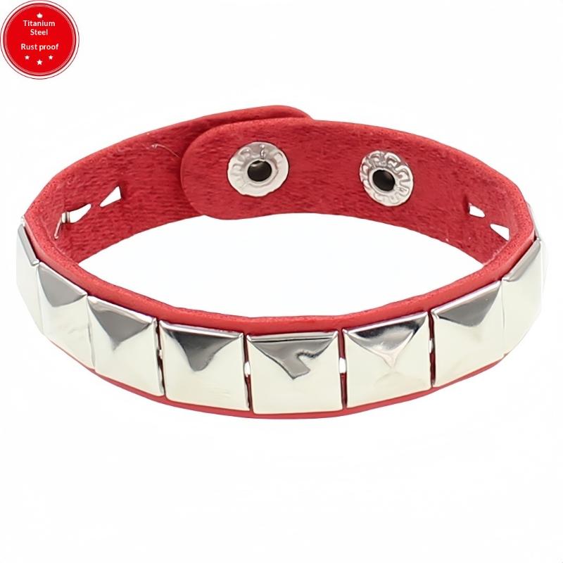 Brățară Stil Punk Anii '90 Personalitate Piele PU Trei Rânduri Țepi Pătrate Brățări Bangle 2024 Bijuterii de Petrecere Cadou