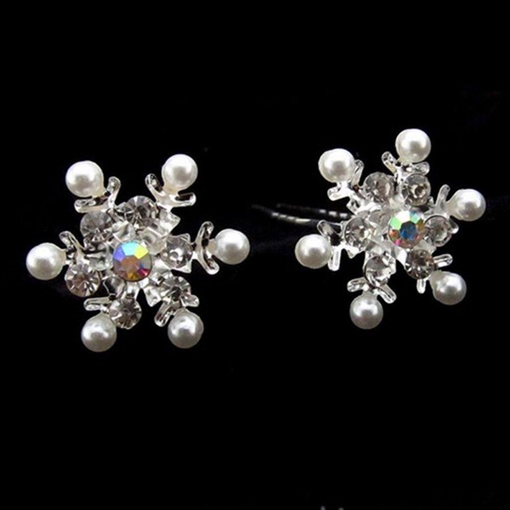 

5x Women Snowflake Bridal Pearl Flower Crystal Rhinestone Hair Pin Hair Clips Headwear