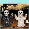 Decorațiune Unică Schelet Fantomă din Rășină de Halloween Cu Clopoțel Portabil Pentru Atmosferă Înfricoșătoare