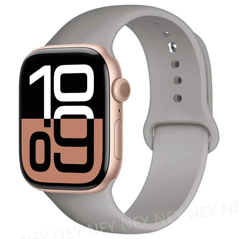 Silicone Band For Apple Watch Straps Ultra 2 49mm 45mm 44-40mm 41mm Sport Bracelet Apple Watch Series 10 42mm-46mm 8 7 6 5 SE 9