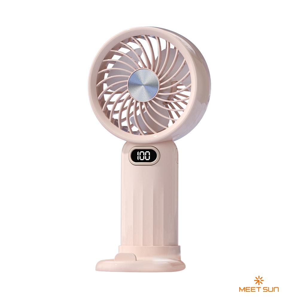 Xiaomi MEET SUN Rechargeable Handheld Fan, 100-speed Digital Display, Built-in Phone Stand. Ideal for Desk Makeup, Office Use and Outdo