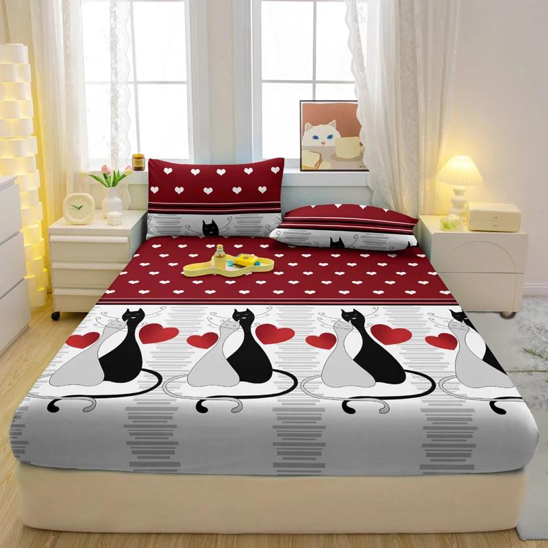 1 Kreskówkowy Zabawny Zwierzęcy Nadruk Matowe Prześcieradło Z Gumką, Drukowana Narzuta na Łóżko do Sypialni, Pościel (Z wyłączeniem poszewek na poduszki)