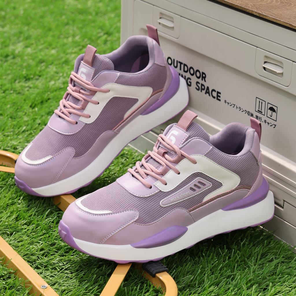 Fashion Women Steel Toe Safety Shoes Breathable Work Shoes Protective Work Sneakers Lightweight Sports Non-slip Safety Work Shoes Woman