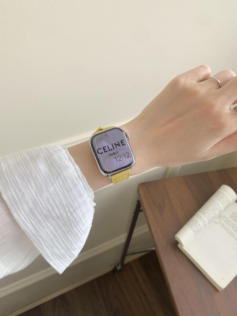 Pasek z cielęcej skóry licowej Lychee Grain do zegarków Apple Watch S10/iWatch 98765SE i Huawei GT5/GT4 – styl damski