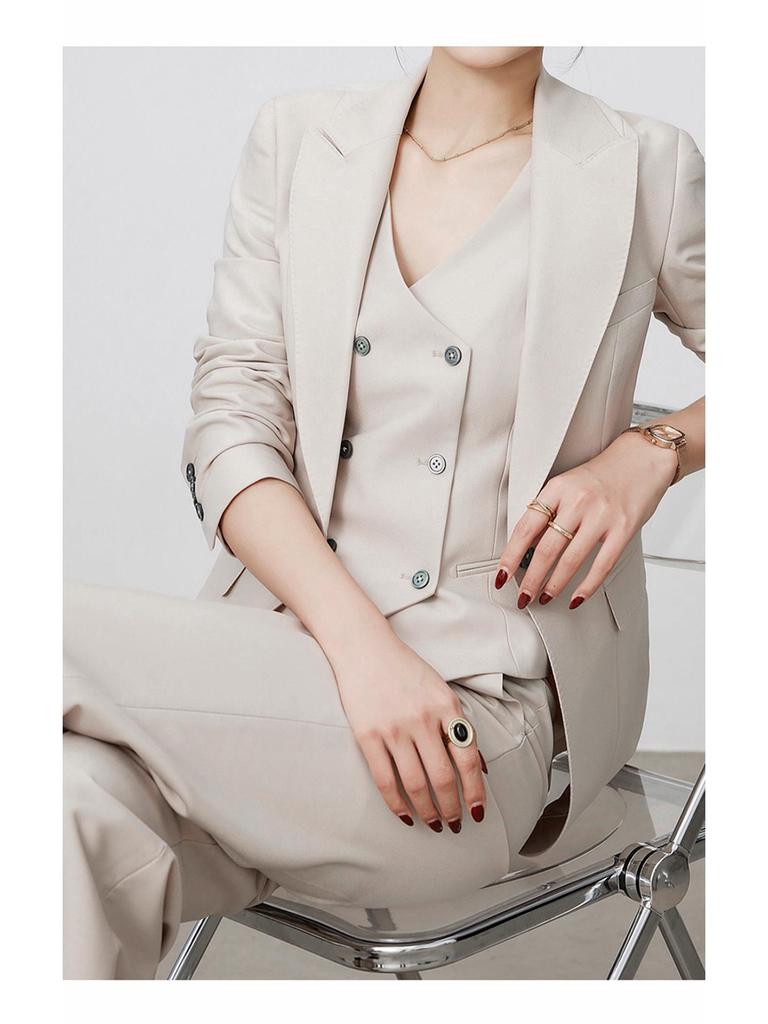Exclusive Brand Spring-Autumn Slimming Lawyer Suit: Three-Piece Vest & Straight-Leg Pants Set