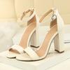 Fashion 2024 Summer Plus Size 34-43 Woman 9.5cm High Heels Sandals Classic Block Platform Pumps Lady Chunky Burgundy Yellow Nude Shoes
