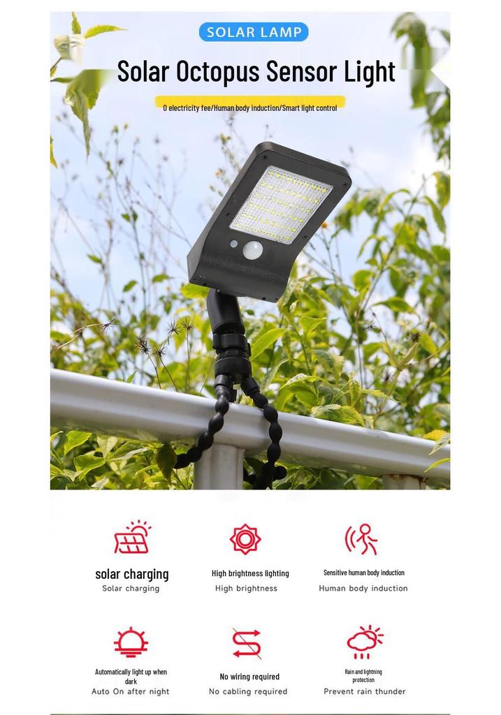 Solar Octopus Lamp for Outdoor Camping, Courtyard, Street, Wall, and Sensor Lighting
